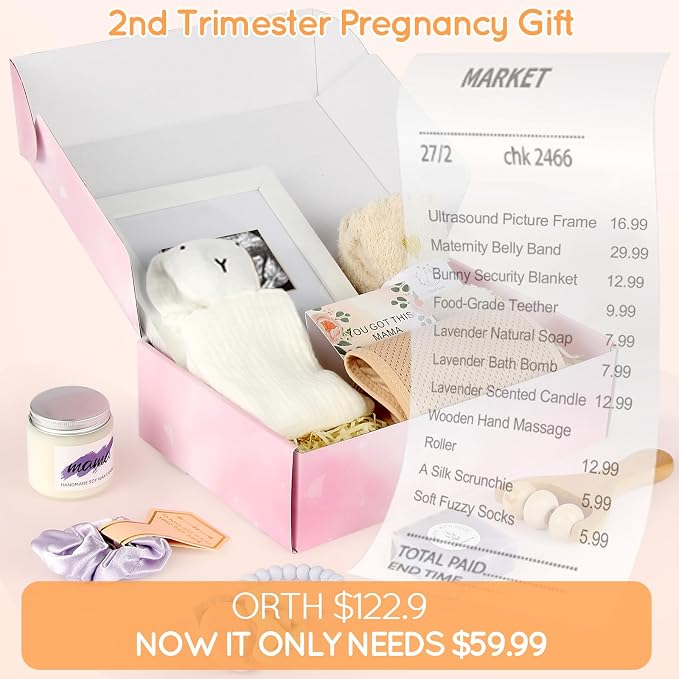2nd Trimester Pregnancy Gift Box for Expecting and First Time Moms, Gift Basket for Pregnant Women, Pregnant Mom Gifts Box, New Mom Gifts, 2nd Trimester Pregnancy Essentials