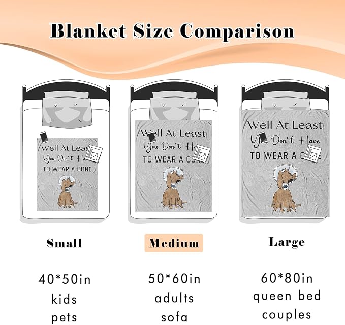 Get Well Gifts for Women/Men After Surgery Gray Blanket 50"x60" | Feel Better/Get Well Soon Gifts for Women, Surgery Recovery Gifts for Men, at Least You Dont Have to Wear A Cone