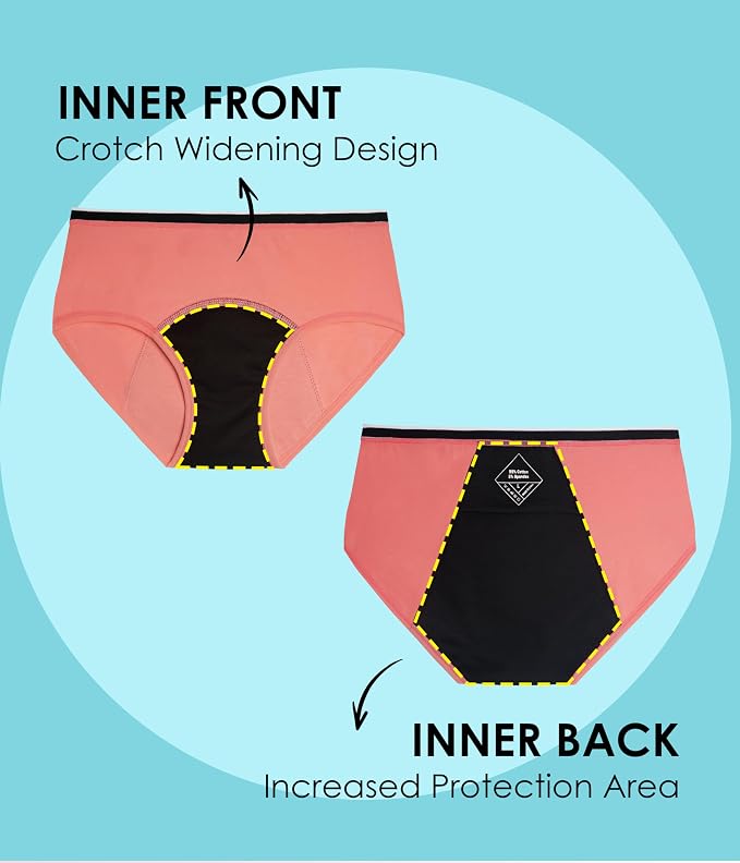 YESWEL Teen Girls Period Underwear, Menstrual Leak-Proof Heavy Flow Absorbency Washable Protective Cotton Panties 4 Pack