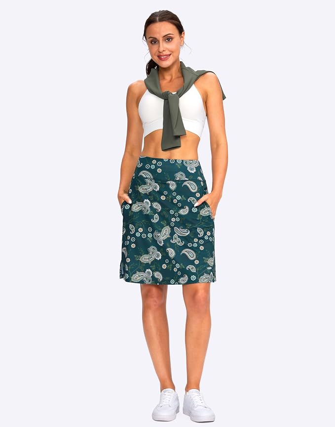 Women's 20" Knee Length Skorts Skirts UPF50+ Athletic Tennis Golf Skirt for Women Casual Summer Skirts