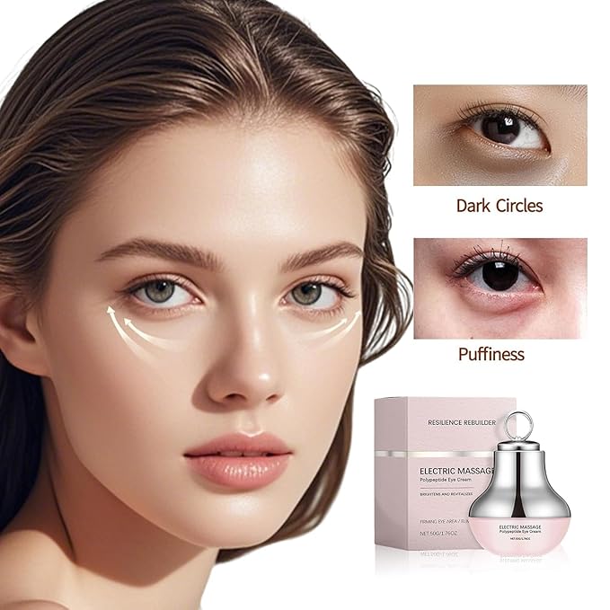 Red Light Electric Massage Eye Cream with Hyaluronic Acid, Collagen and Peptides, Anti-Aging Dark Circle Treatment, Paraben-Free Formula for All Skin Types