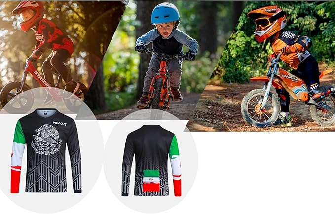 Kids Cycling Jersey Downhill Shirts for Girls Boys Clothing Long Sleeve Powersports Bike Child Mexico Bicycle MTB Tops