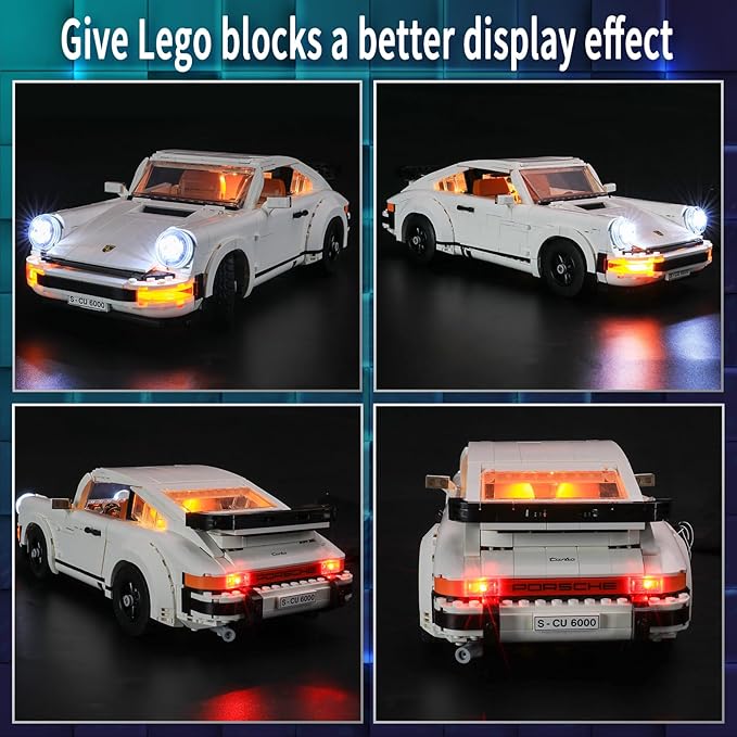 Vaodest LED Light for Lego 10295 Creator Expert Porsche 911 Set,Design and Configuration Compatible with Model 10295(LED Light Only, Not Building Block Kit)