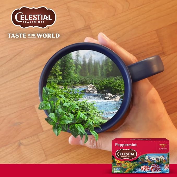 Celestial Seasonings Peppermint Herbal Tea, Caffeine Free, 20 Tea Bags Box (Pack of 6)