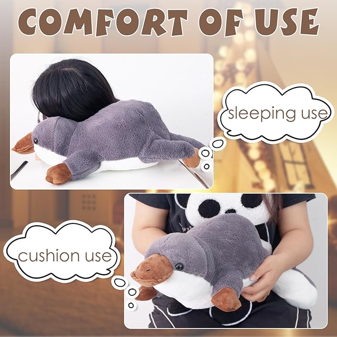 ARELUX Soft 18in Platypus Stuffed Animals: Platypus Plush Cute Cuddly Body Pillow Hug Sleeping Fluffy Wild Animal Toys Bed Decor Plushie Doll Friends Family Member