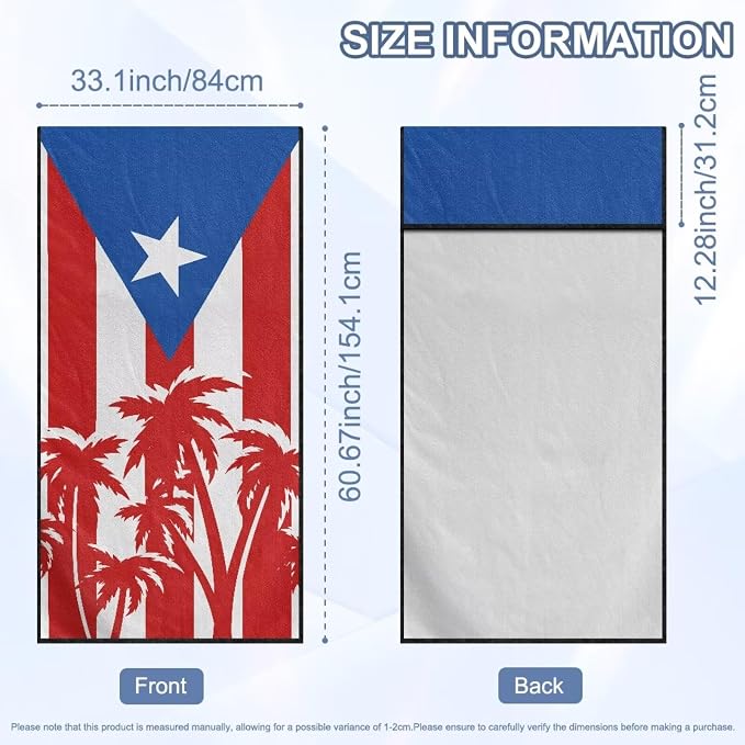 INSTANTARTS Coconut Tree Puerto Rico Flag Car Seat Cover Protector Sweat Towel Multi-Functional Car Towel