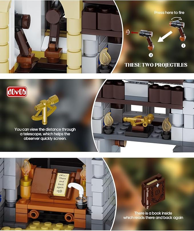 dOvOb Architecture Medieval Watchtower Building Blocks Set - 1326PCS Construction House Mode Collectible Display Set for Adults and Teen