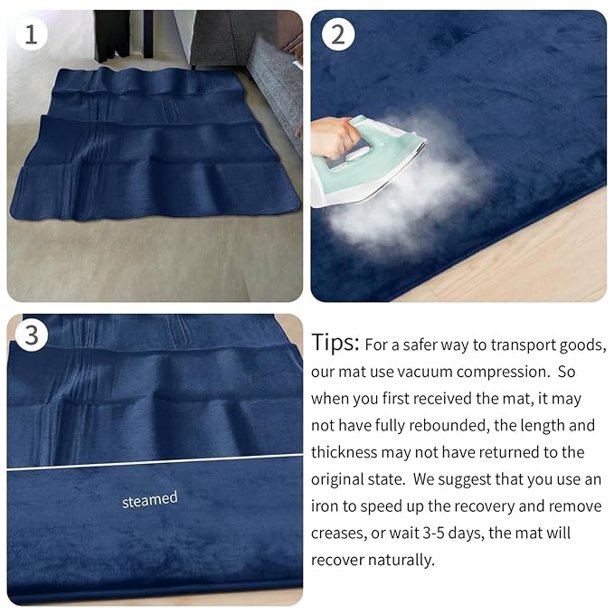 Huloo Sleep Baby Play Mat for Floor,50"×65" Playpen Mat for Toddler,Infant,Kids,1.3" Thick Elasti Foam Non-Slip Nursery Rug,Water Repellent Soft Padded Floor Mats for Tummy Time,Crawling(Dark Blue)