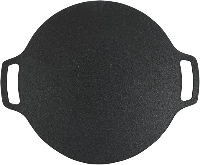 VBESTLIFE Korean Grill Pan, Double Handle Non Stick 6 Layer Coating Aluminum Alloy Gas Cooker Round BBQ Griddle for Outdoor Camping