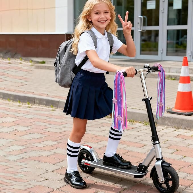 PLATT Kid's Bicycle Handlebar Streamers Colorful Ribbons Tassel for Girls Boys Bicycle Handlebar Scooter Handgrip (New Purple1Pair)