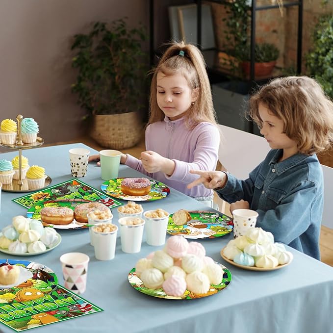 40Pack Plants Zombies Birthday Party Supplies include 20 plates, 20 napkins for Plants Zombies party decoration