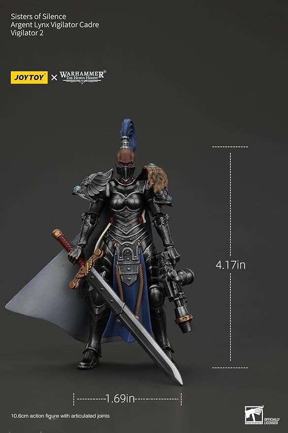 JoyToy Warhammer Horus Heresy Sisters of Silence Argent Lynx Vigilator Cadre Vigilator 2, 1:18 Scale 4.17in Action Figure Mecha Joy Toy Collection Model