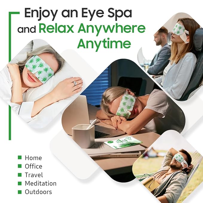 BeHoomi Steam Eye Mask, 10Packs Heated Eye Mask, Self Heating Disposable SPA Warm Compress for Eyes Sleep Mask, Travel Essentials & Relaxation Gifts for Women, Mothers Day Gifts (Lemongrass)
