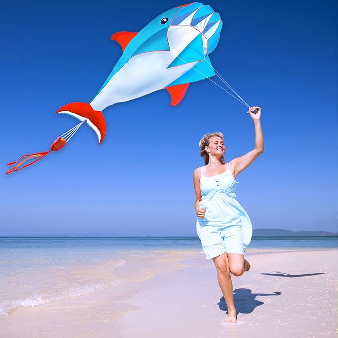 HENGDA KITE 3D Kite for Kids and Adults,Easy to Fly,Excellent Fabric and Structure Design,Huge Frameless Soft Parafoil Giant Whales Dolphins Kite