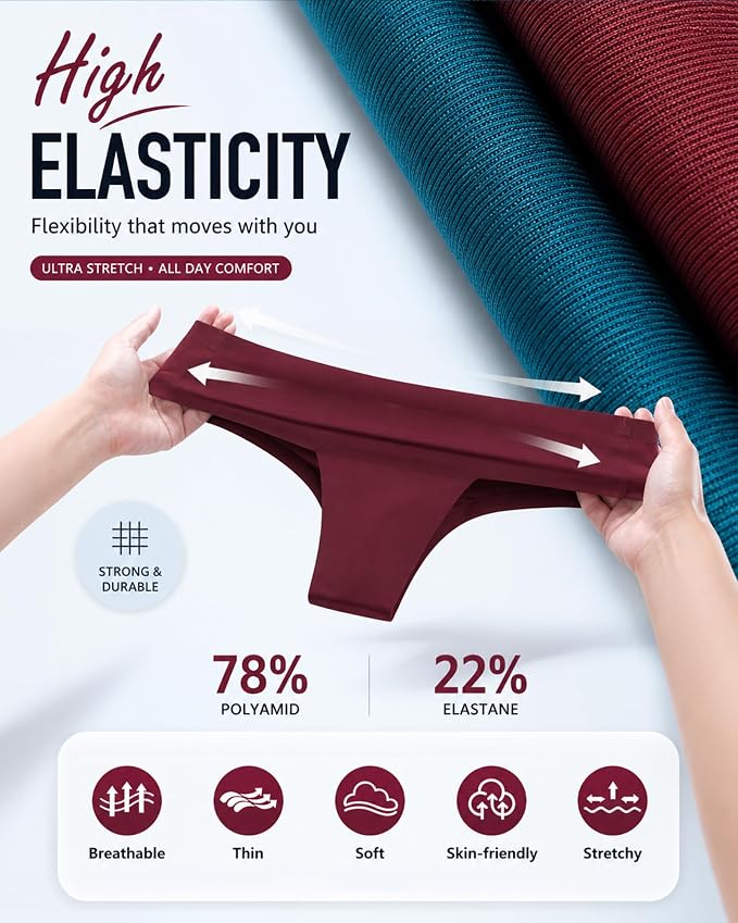 LEVAO Seamless Thongs for Women Invisible Toe Thong No Show Camel Proof Underwear Thong Panty Liners Workout G-Strings