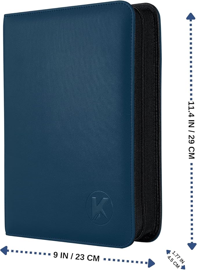 Top loader Binder, Holds 128+ Toploaders, 4 Pocket Top Loader Card Storage Case, Double-Sided Pockets for trading card in 3 x 4'' Toploaders(Navy Blue)