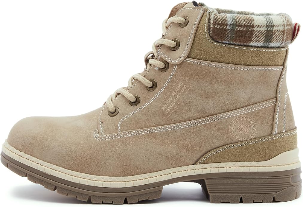 ANJOUFEMME Outdoor Hiking Boots for Women Waterproof - Womens Ankle Boots Lightweight Snow Winter Boots for Trekking Walking