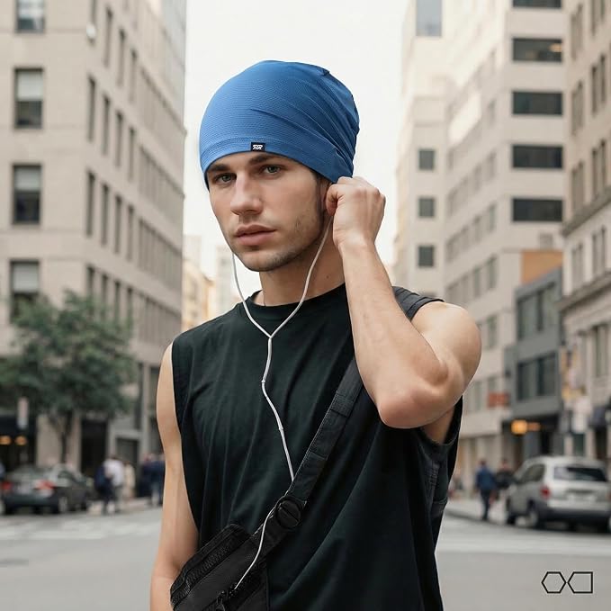 QINGLONGLIN Cooling Skull Cap Sweat Wicking Breathable for Men Women 3 Pack | Lightweight Quick Dry Beanie & Helmet Liner, Stretch Non-Slip Fit Under Hard Hat, Construction Gym Cycling Running Workout