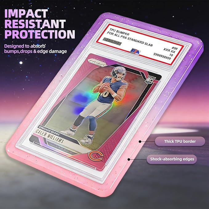 NAKIS Slab Guard for PSA Graded Cards, 1 Pack TPU Slab Protector Graded Bumper Guard for PSA Graded Card Only, Gradient Color Glitter Limited Edition, COLOR4