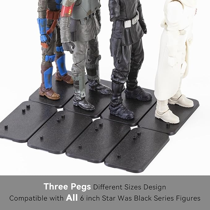 32PCS Action Figure Stand for Display, Figure Toy Display Support Holder Base with Peg, Compatible with 6 inch Star Was Black Series Figures, Black