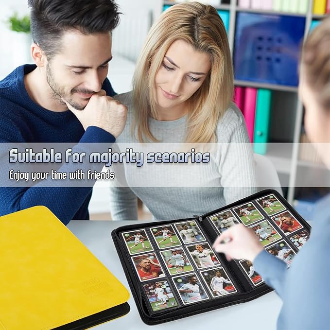 Trading Card Binder, Premium 9 Pocket Double Sided 540 Pocket PU Card Collection Binder, Collectible Trading Card Albums for MTG, TCG, Sport Card, Game Cards (Yellow)