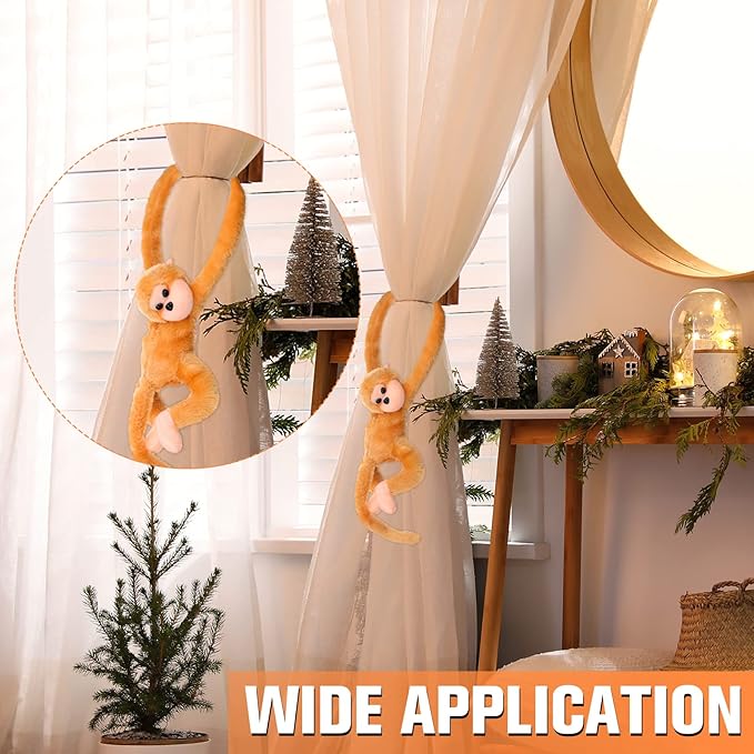Chivao Set of 4 Stuffed Monkey Hanging Stuffed Animal Monkey Plush Toy Large Animal with Loop for Gifts Favors