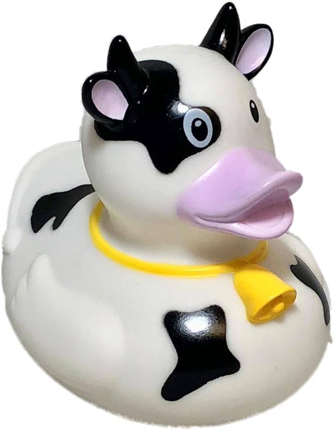 3 Inch Cow Black and White Rubber Duck Bath Toy, Collectable, Fun for All Ages, Auto Dash Decoration, Crusing Vacation Gift, Party Favors, Office, School, Home