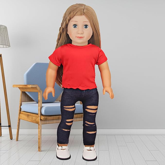 5-Piece Red T-Shirts for 17-18 Inch Bear Clthes Plain Short Sleeve Tees for DIY Customization