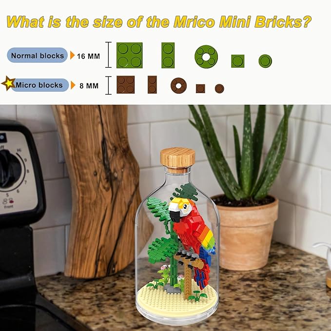 Creative Parrot Toy Building Set,Adult Mini Animal Friend Set,Party Favors Gift for Kids,Animals Lovers Home Decor Birds Building Block,New Year Easter Birthday Gift for Boys Girls(Parrot)