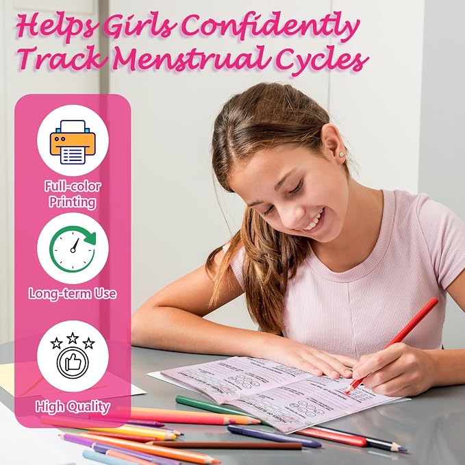 3 Pack Period Tracker Journal for Girls 6.5x3.5 Inch Period Tracking Notebook First Period Starter Kit Funny Daily Menstrual Cycle Tracker Gifts for Girls Teens Feminine Care 80GSM