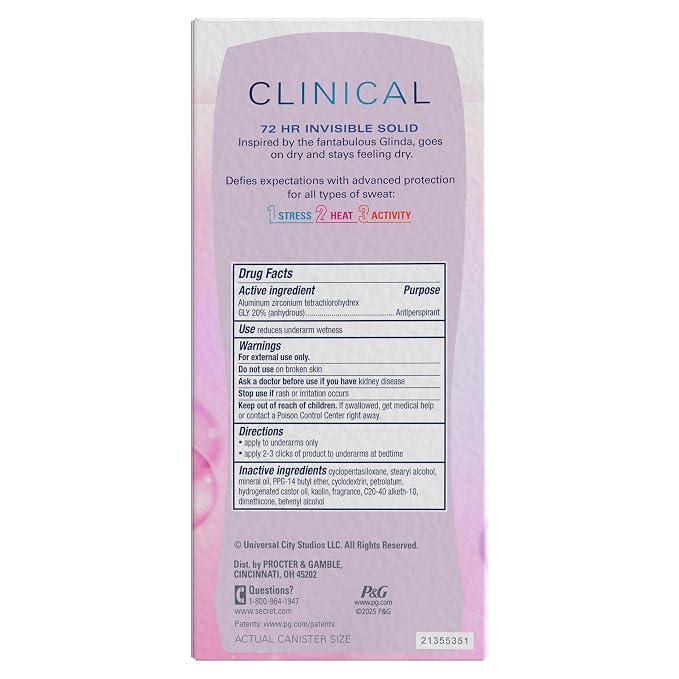 Secret Clinical Strength Antiperspirant Deodorant for Women, Couldn't Be Lovelier, 3X Sweat Protection, 72hr Sweat & Odor Protection, PH Balanced, Invisible Solid, Raspberry & Bubbles Scent, 2.6 oz