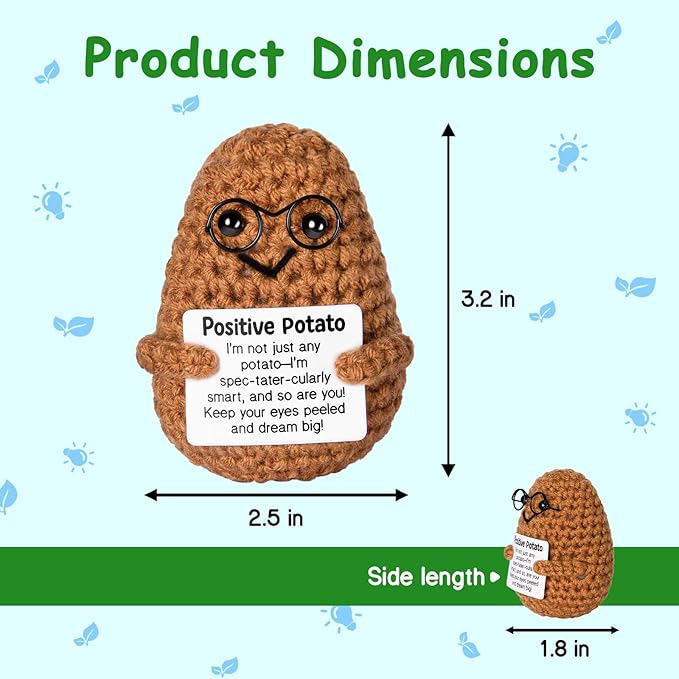 Emotional Support Crochet, Positive Crochet Potato, Encouragement Gifts for Women Men Birthday Christmas Self Care Friends Coworkers Relaxation Gift Desk Home Fall Decor Inspirational Support