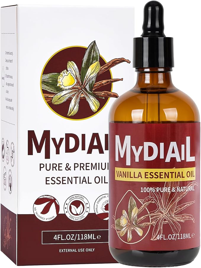 Vanilla Oil 4Fl Oz Vanilla Essential Oil Perfect for Aroma Diffuser, Aromatherapy, Soap and Candle Making, Humidifier, Skin & Massage