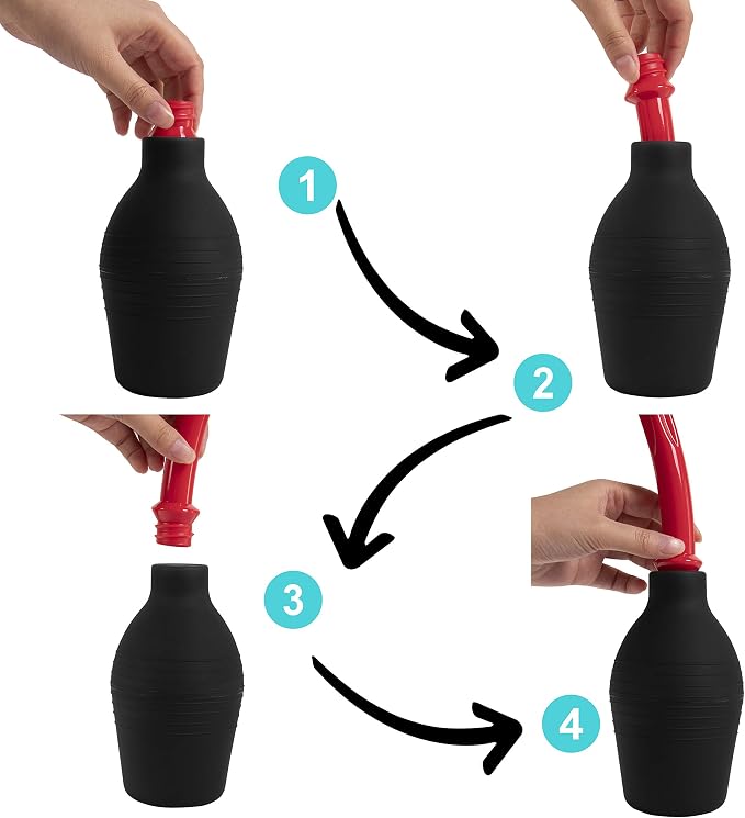 Abyclean Anal Douche Enema Bulb Vaginal Douche Enema Cleaner for Women’s or Man’s Health (310ml Black and Red)
