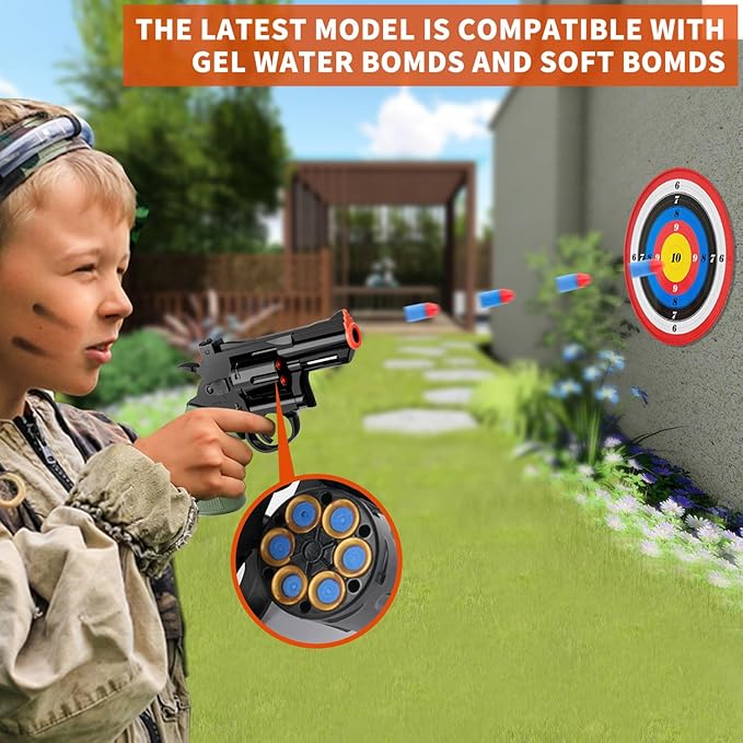 Toy Gun Soft Bullet Toy Revolver,Can fire Sponge Bullets,with 40 Bullets,for Age of 6 7 8 9 10+ Years Old Kid Boys Girls(Green)