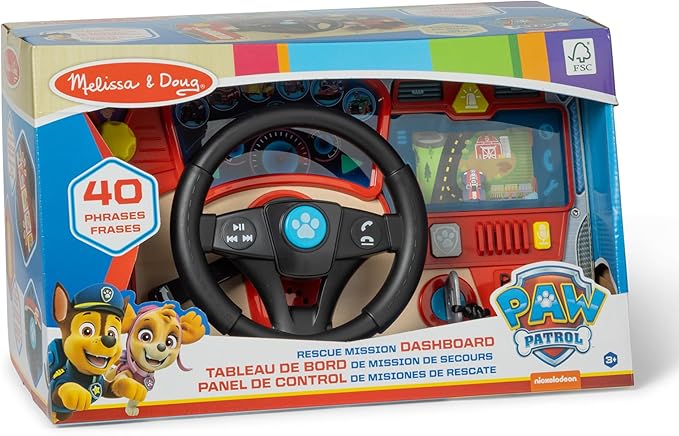 Melissa & Doug PAW Patrol Rescue Mission Wooden Dashboard Kids Activity Board, Toddler Sensory Toys, Pretend Play Driving Toy, PAW Patrol Toys for Kids Ages 3+