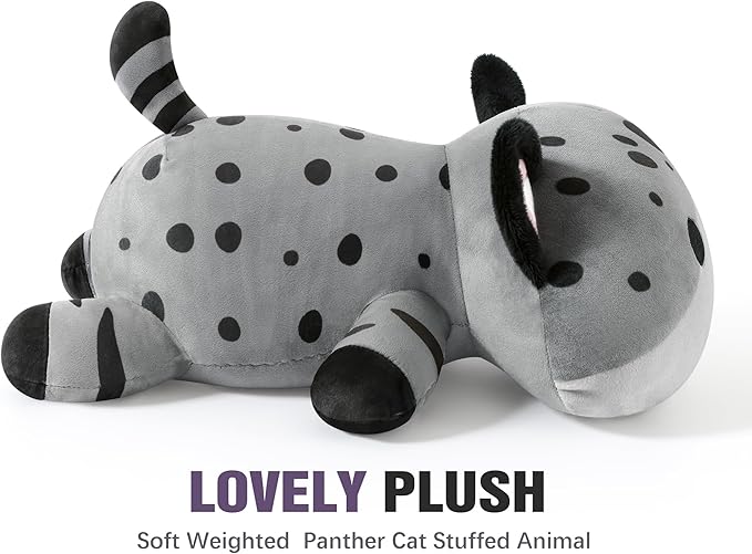 Onsoyours Original Weighted Panther Cat Plush, Cute 9.8"|1.0 lbs Hugging Black Leopard Kitty Weighted Stuffed Animal, Soft Collectible Gift for Kids & Adults