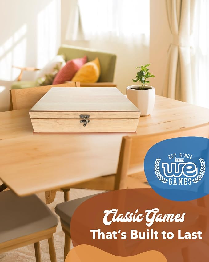 WE Games Old World Wooden Box with Brass Latch – Vintage-Style Wooden Keepsake Box for Jewelry & Trinket Storage, Natural Wood Finish