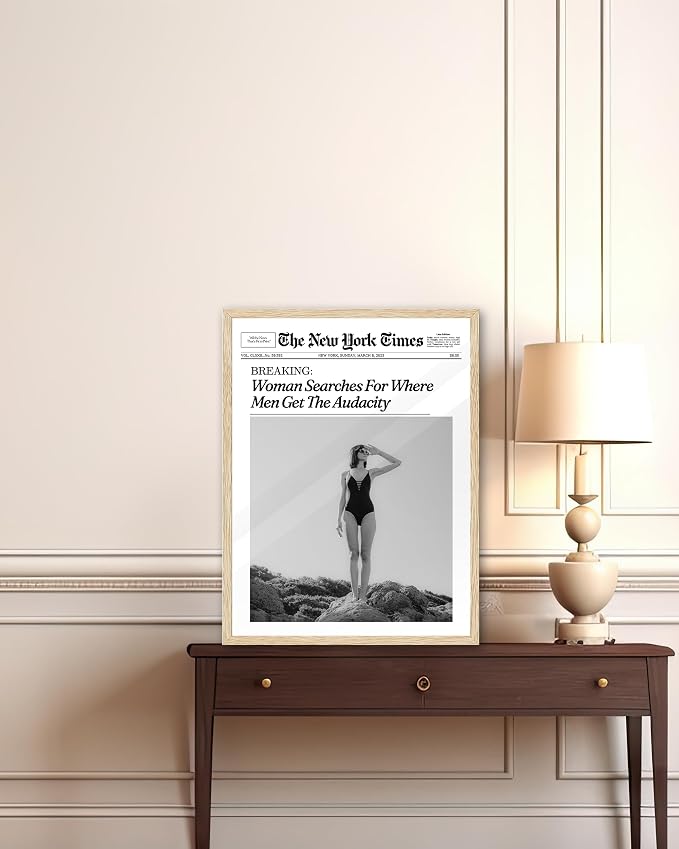 iHery 12x16in Every Hour Is Happy Hour Unframed Newspaper Wall Art | Unframed Canvas Print, Retro Editorial Decor for Bedroom 1Pack