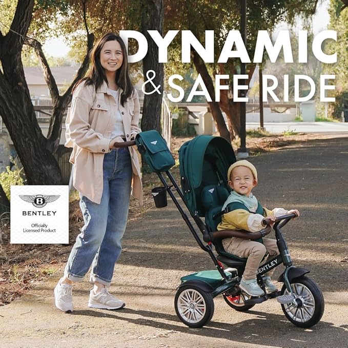 Bentley Kids Trike - All Terrain Toddler Bike 6-in-1, Officially Designed by Bentley Motors UK; Baby to Big Kid Tricycle is a Compelling Statement of Performance & Luxury, Spruce Green (6m-5y+)