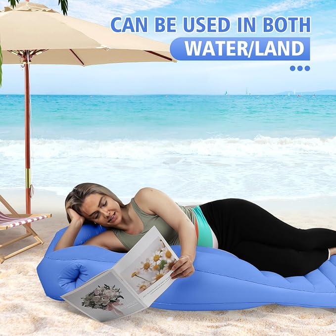 Inflatable Pregnancy Pillow with Belly & Head Hole, Prone Pregnancy Pillow for Stomach Sleepers, Maternity Air Mattress for Belly Support, Pregnancy Pool Float for Tummy Relaxation & Massage, Blue