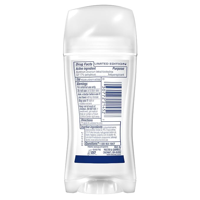 Secret Fresh Antiperspirant Deodorant for Women, 72hr Breathable Odor Protection with Pro-Hyaluronic Acid, Holiday Invisible Solid, Visions of Sugarplums with Spiced Fruit & Warm Amber Scent, 2.6 oz