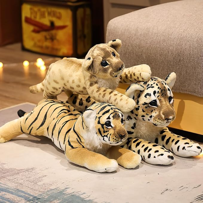 Tiger Stuffed Animals, 24" Stuffed Tiger Animal Plush Toys Safari Cute Realistic Tiger Plush Gifts for Kids Soft Pillow Jungle Birthday Valentine