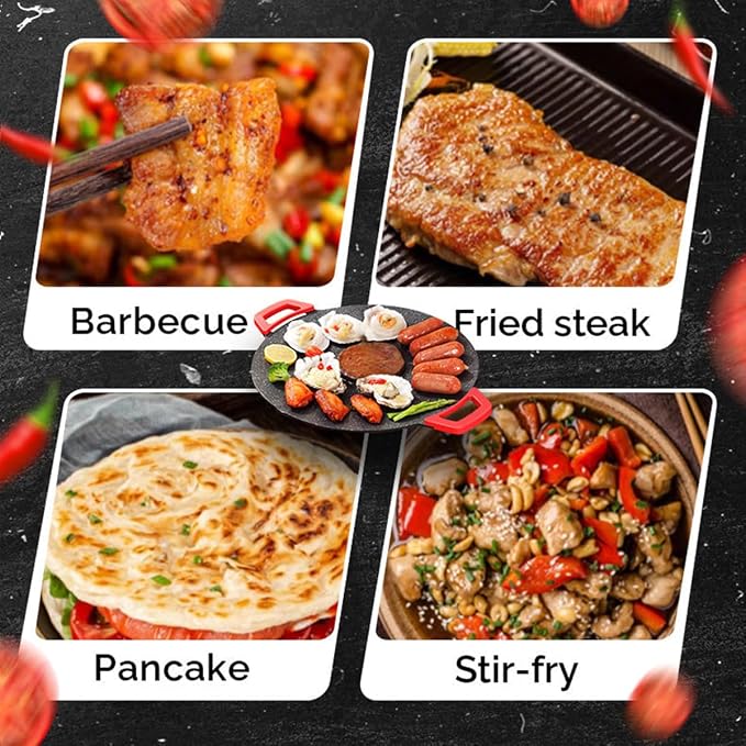 Indoor Smokeless Electric Griddle, 2026 Upgraded 1500w Portable Electric Korean BBQ Grill, Non-stick Round Grill Pan for BBQ, Tortillas, Steaks, Burgers, Pancakes (15.7in)