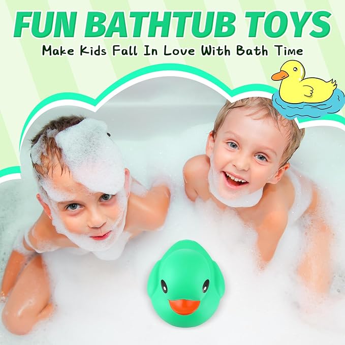 Honoson 6.89 Inch Giant Rubber Duck Big Rubber Duck Large Duckling Bath Toy with Squeaky Sound for Summer Baby Shower Birthday Party Favor Gift(Green)