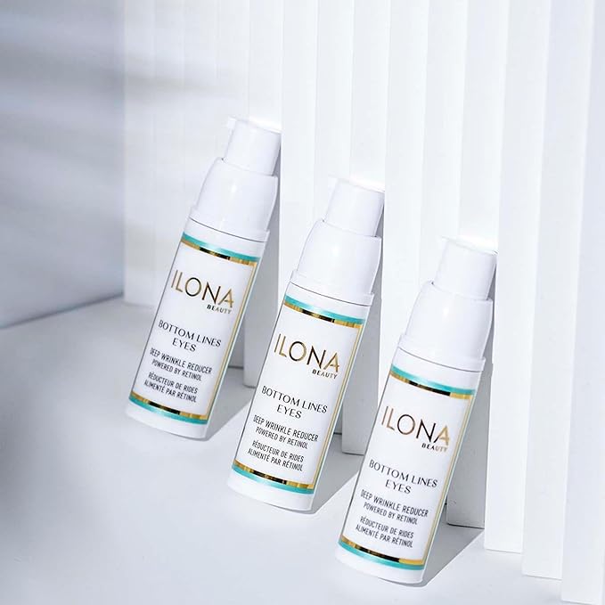 ILONA Bottom Lines Eyes Serum | Deep-Set Wrinkle Smoother | Eye Cream Pre-Treatment Powered by SR+ Retinol | Vitamin C, Yeast, Mushroom, Algae, DNA/RNA Fragments, Botox-Mimicing Peptides | 1.0 oz.