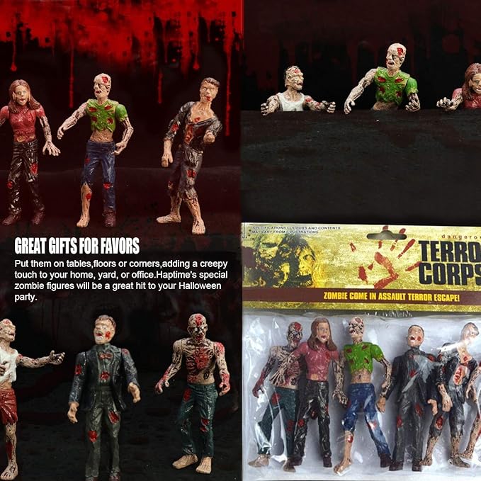 6 Pcs Zombie Dolls Action Figures Walking Dead Terror Corpse Articulated Joints Miniature Model for Halloween Party Decorations As Gifts