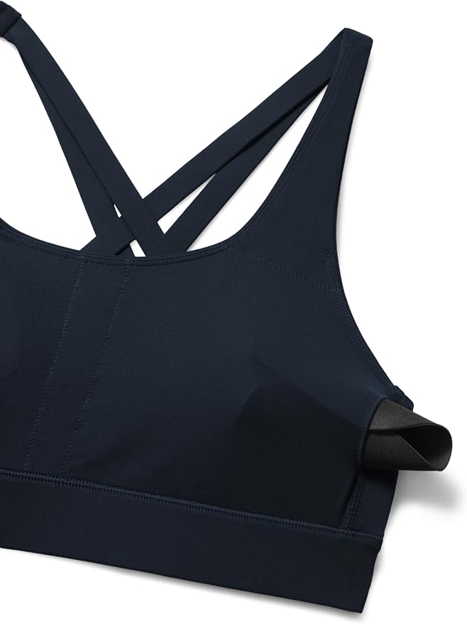 CRZ YOGA Butterlift Wide Criss Cross Straps Supportive Sports Bras for Women - Medium Impact Strappy Gym Padded Workout Top