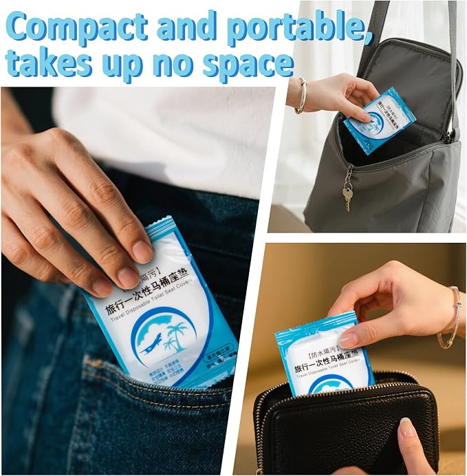 RAINFLOW Disposable Toilet Seat Cover - Plastic Toilet Seat Covers Waterproof Non-Slip Individually Wrapped Friendly Packing For Travel,Potty Training,Pregnant Moms & Adults,60 Pack