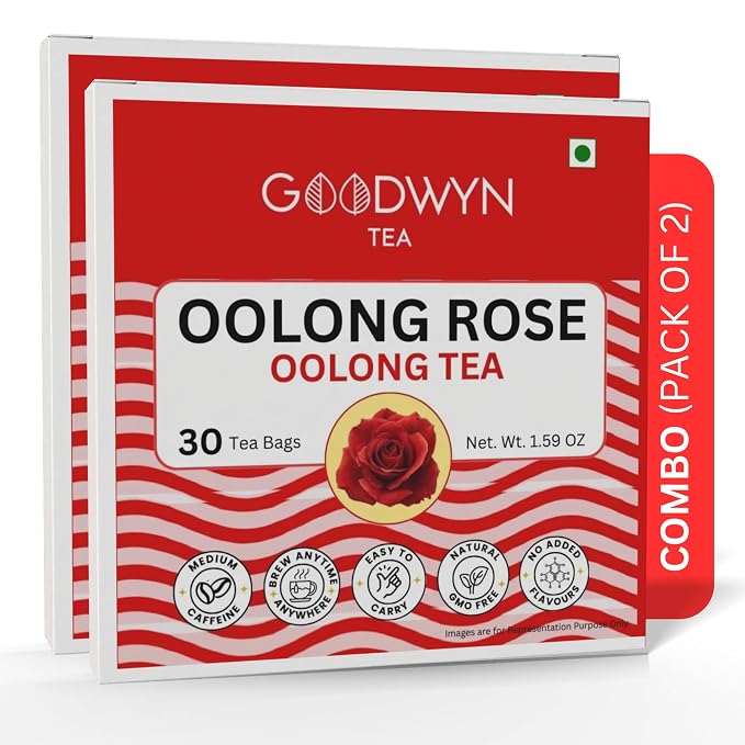 Goodwyn Oolong Rose Tea, 60 Tea Bags | Oolong Tea with Rose Petals | Low Caffeine | Plastic Free Bags | Smooth Floral Blend